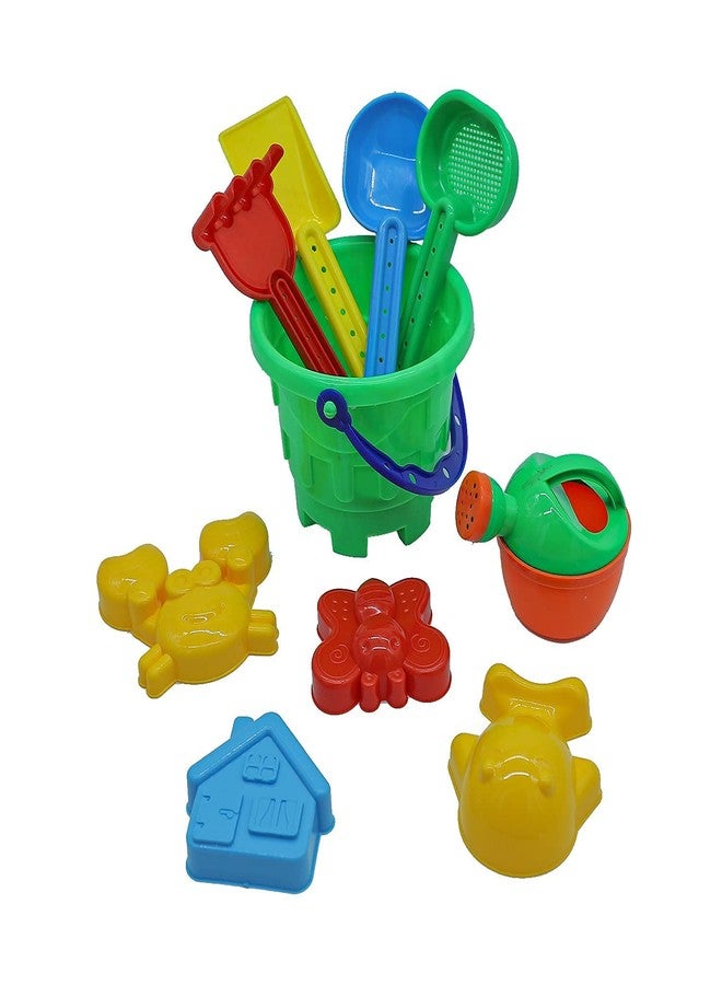 MAPA PLAY Beach Toys Set for Kids - 10 Pcs Indian Made Plastic Bucket, Animal Mould, Shovel Spade Tool Kit - Outdoor Sand Learning Toys, Best Birthday Gift Multicolor - Image 1